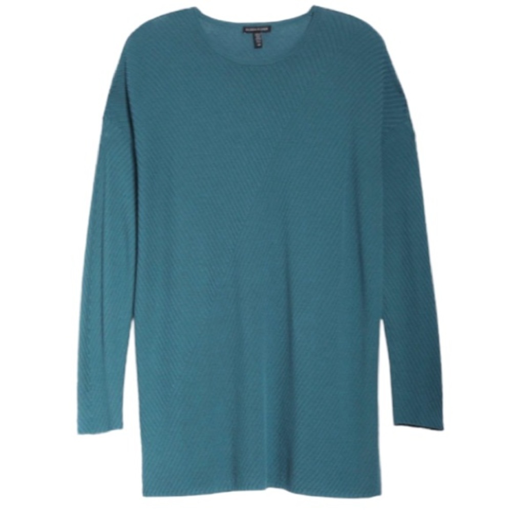 $348 Eileen Fisher Tunic Petite Small P6 P8 Dragonfly Multi Directional Rib NWT